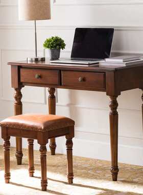ft美式小书桌全实木电脑桌家用学习桌椅学生写字台欧式简约办公桌