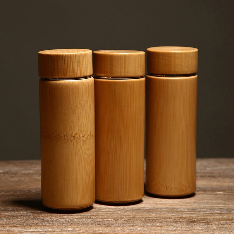 竹制保温杯不锈钢紫砂白瓷内胆茶杯便携杯生日礼物礼S盒装定制log