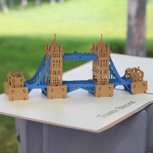 片毕业小大贺卡老师送折叠生日手工定制3D立体同学幼儿园伦敦塔桥