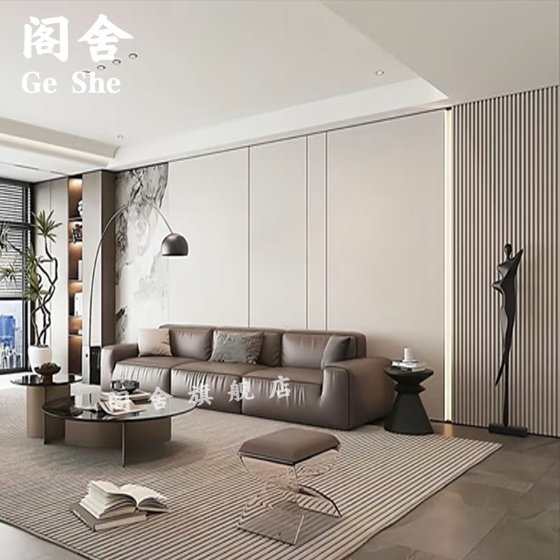 意式轻奢大理石格栅壁纸沙发卧室背E景墙装饰壁画现代简约无缝墙