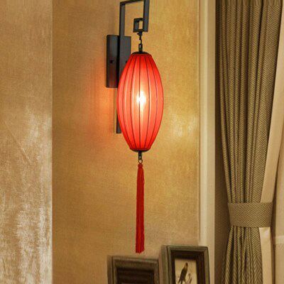 走廊头红色灯新中式壁灯仿古卧室床过道壁灯灯笼工程庭院壁灯客厅