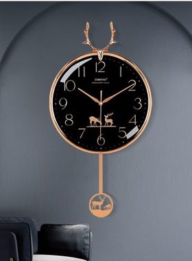 康巴丝欧式钟表创意挂钟摇摆时尚挂墙挂表静音客厅时钟石英钟家用