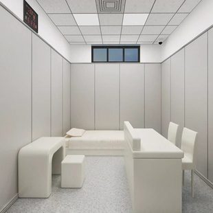 适用监狱看守所谈话室软包防撞桌子椅子留置室家具谈话桌定制皮革