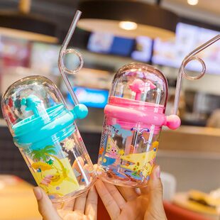 会喷水杯金鱼豚子喝水喷泉鲸鱼家用型造儿童可爱水壶海小鱼小水杯