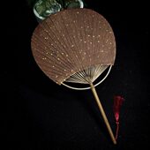 迷你复古古风扇夏季 竹编扇子大漆手工小 茶法团扇禅意古蒲扇新中式