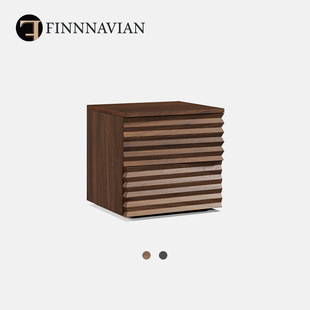 3弗恩 芬纳维亚 Fern 极简现代纯实木黑胡桃木床H头收纳柜 意式