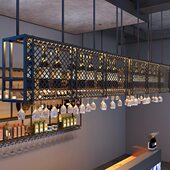 酒柜倒挂置物悬挂创意悬挂酒吧吊餐厅架红酒杯架定制铁艺吧台吊柜
