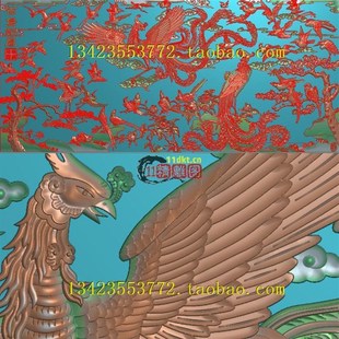 A精雕图浮雕灰度图 深雕古建图新款百鸟朝凤大形带线图