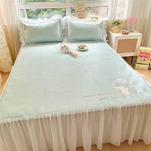 夏季冰丝凉席床裙款三件套可机洗水洗家用单人空调软席子2023新款,床上用品,冰丝席,淘宝优惠券,粉丝福利购,淘宝优惠卷