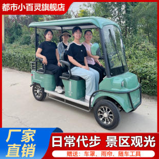 小巴士电动四轮车带棚M6座旅游景区观光车电瓶车拉客电动车代步车