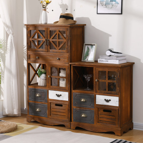 美式斗柜收纳柜复古实木抽屉式客厅阳台装饰柜储物多功能做旧整装