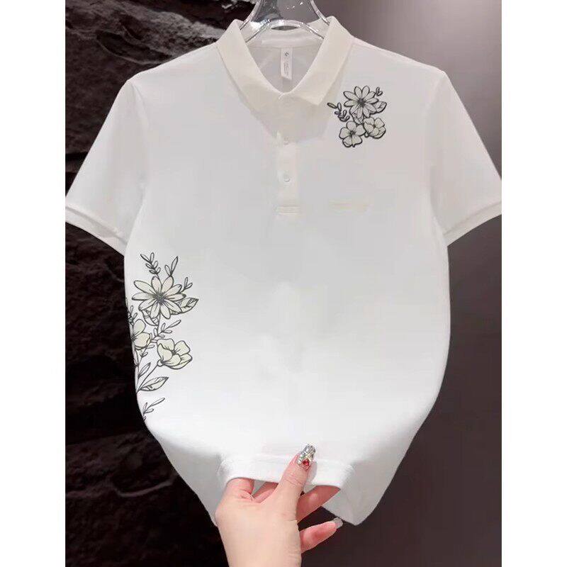 夏季男士花卉印花短袖pol
