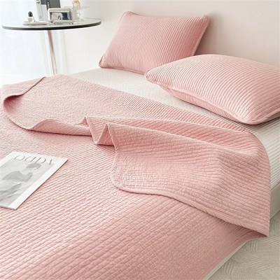 婴儿A类新疆棉花双面纯棉床盖三件套纯色榻榻米垫子加厚夹棉床单