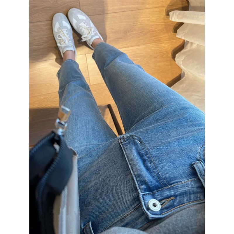 大码女装春季梨形身材弹力直筒牛仔裤高腰胖妹妹mm显瘦九分裤子潮