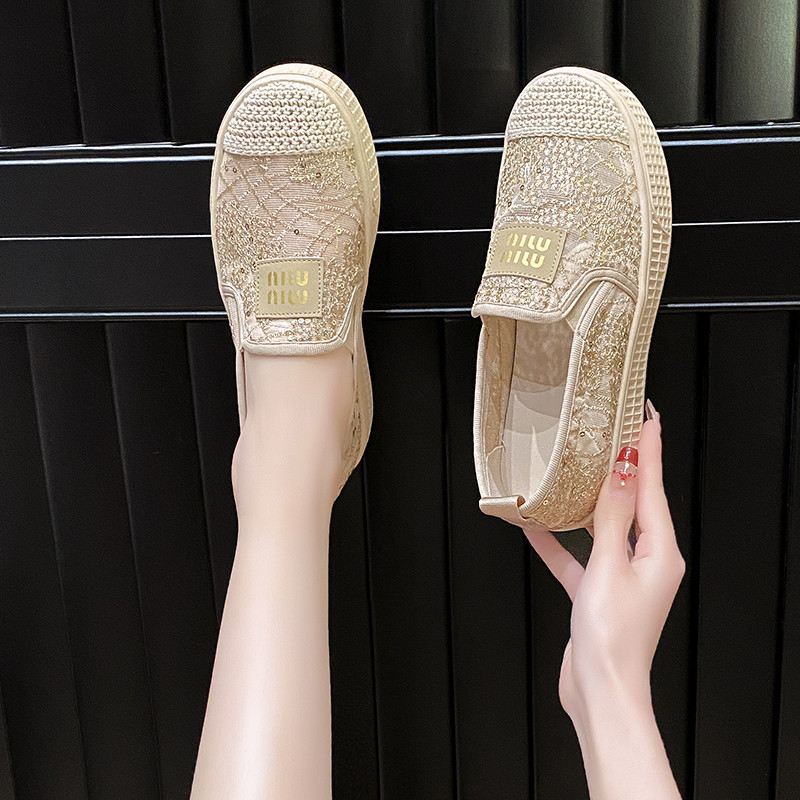 渔夫鞋女夏季薄款2024新款百搭一脚蹬女鞋透气软底布鞋平底单鞋子