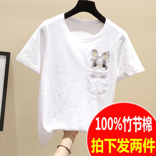 哺乳衣服夏装外出辣妈款短袖喂奶T恤时尚大码竹节棉哺乳上衣夏季