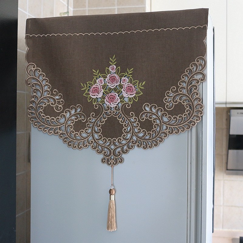 冰箱盖布家用对开门单双开门欧式新中式盖巾洗衣机刺绣布艺防尘罩