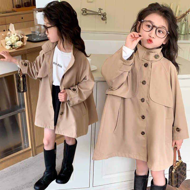女童风衣外套秋季2024新款卡其色小女孩中长款儿童韩版英伦风秋装,童装/婴儿装/亲子装,风衣,淘宝优惠券,粉丝福利购,淘宝优惠卷