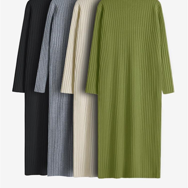 针织打底连衣裙女内搭2022新款秋冬半高领中长款气质毛衣长裙过膝