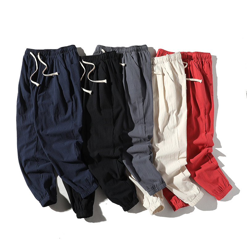 夏季中国风男装亚麻裤子男士复古棉麻哈伦裤束脚裤唐装灯笼裤小脚,男装,秀禾服,淘宝优惠券,粉丝福利购,淘宝优惠卷