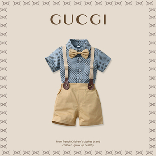 一周岁礼服男宝宝夏季男童抱婴袋裤抓周衣服男宝夏儿童休闲西装套