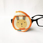 橙色兔子弱视眼罩单眼矫正儿童全遮盖遮眼 手工纯棉轻薄立体卡通