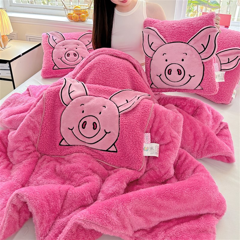 加绒两用抱枕二合一被子加t厚汽车枕头靠垫办公室宿舍午睡折叠盖