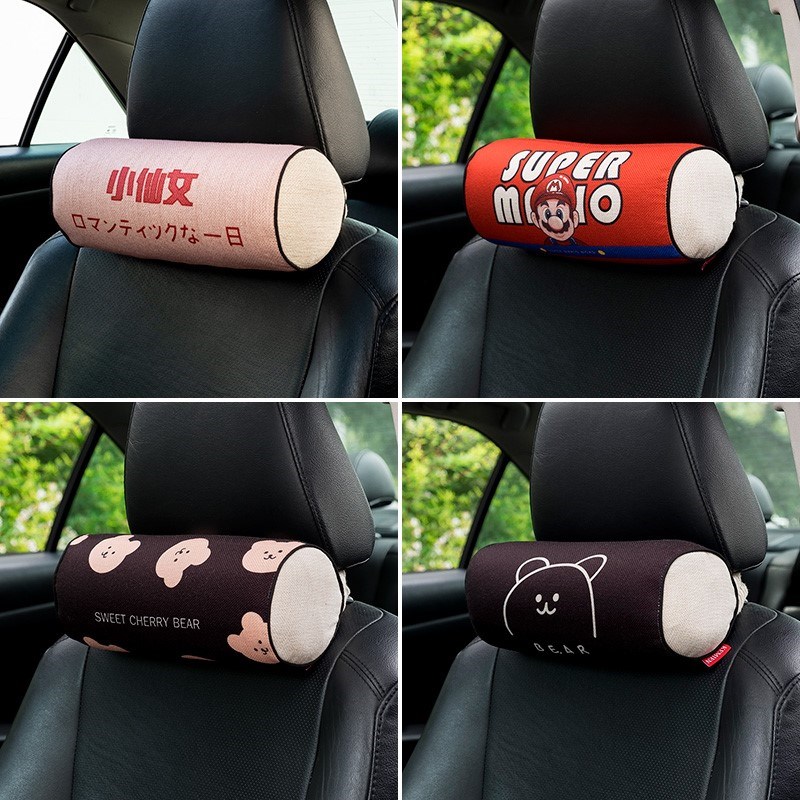 汽车头枕一对车载车用p护颈枕头靠枕座椅车内腰靠记忆棉创意可爱