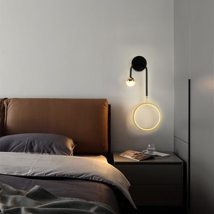 壁灯卧室床头灯2021新款 客厅走廊过道现代M简约北欧轻奢背景墙灯