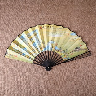 中国风10寸男士 折扇丝绸绢布工艺古风古典舞蹈水墨W风定制礼品扇