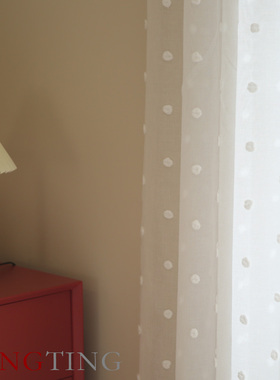 Nimes尼姆 百搭毛球绣u花纱简约现代田园窗纱客厅阳台飘窗窗帘