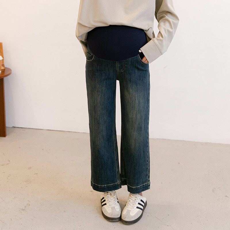 孕妇春装怀旧复古阔腿裤显瘦牛仔裤宽松微喇时尚长裤小个子九分裤,孕妇装/孕产妇用品/营养,孕妇休闲裤,淘宝优惠券,粉丝福利购,淘宝优惠卷