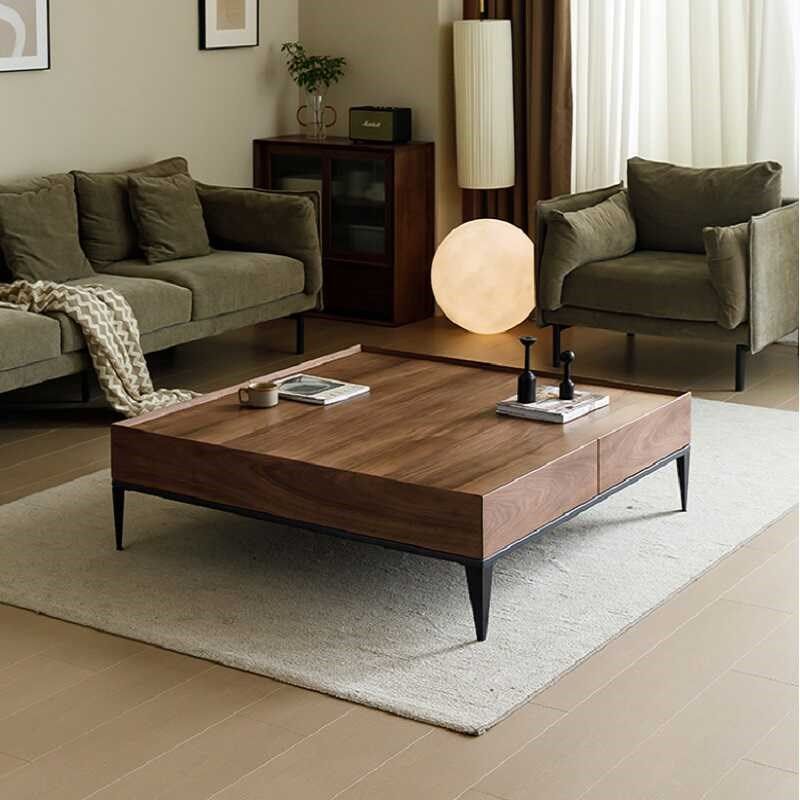 黑胡桃木茶几北欧现代简约客厅储物正方形实木茶几电视柜组合日式,住宅家具,茶几,淘宝优惠券,粉丝福利购,淘宝优惠卷