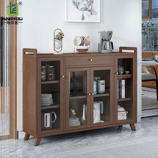 餐边柜储藏置物餐厅收纳橱柜储物厨房防尘柜简易带门碗柜角落柜子
