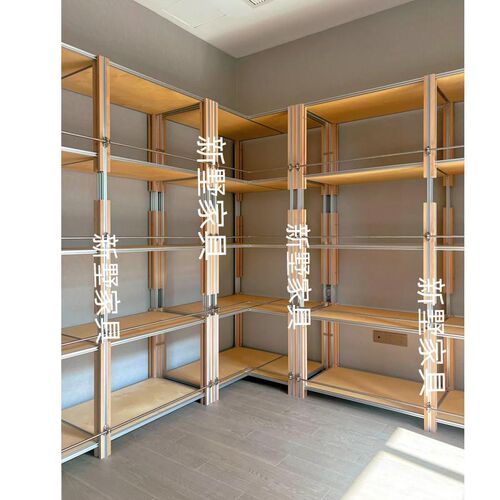 铝型材落地展示架轻奢书柜办公室装饰架艺术品手办展示柜L型柜子
