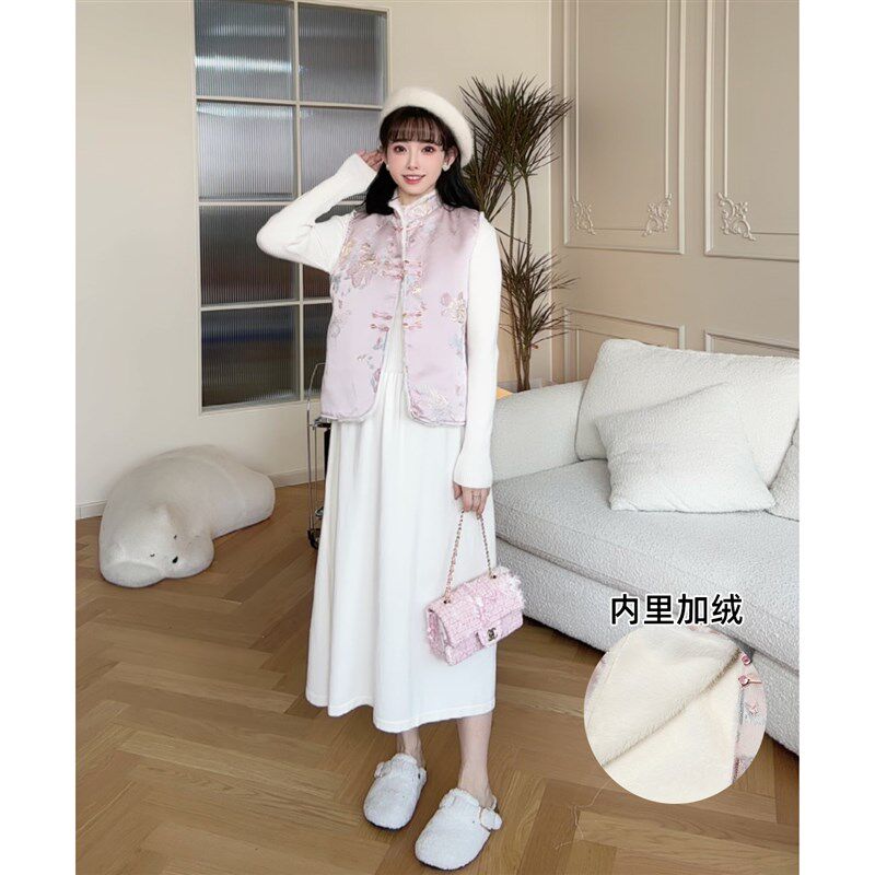【桂月白露】娜娜的孕期穿搭孕妇装秋冬加绒加厚新中式中国风套装