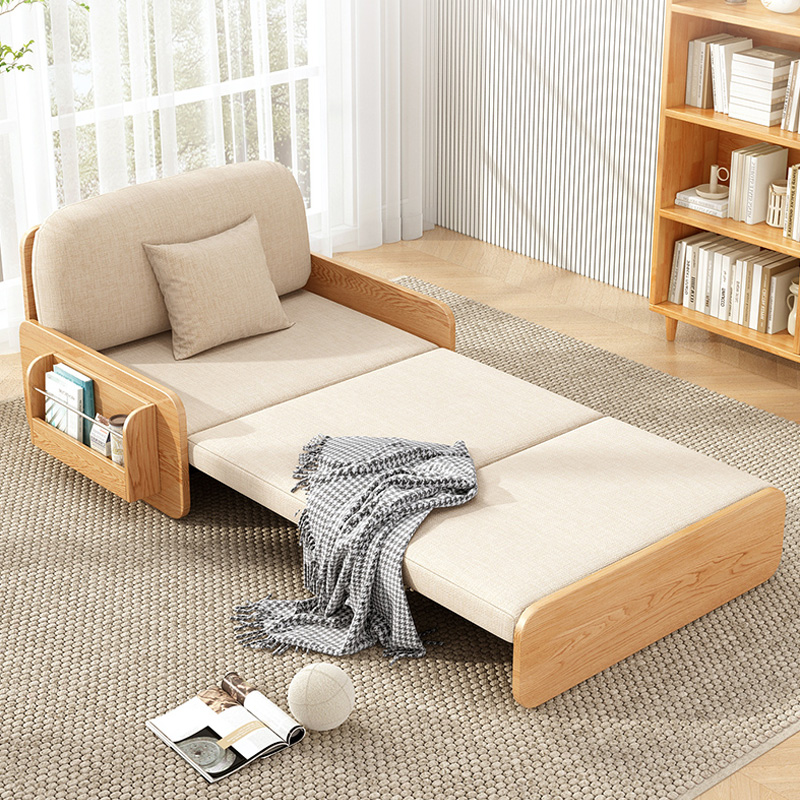 2022新款沙发床折叠两用实木双人C小户型客厅多功能伸缩单人床轻