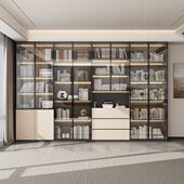 书柜家用带玻璃门客厅书房一体整墙现代简约定制大储量书架