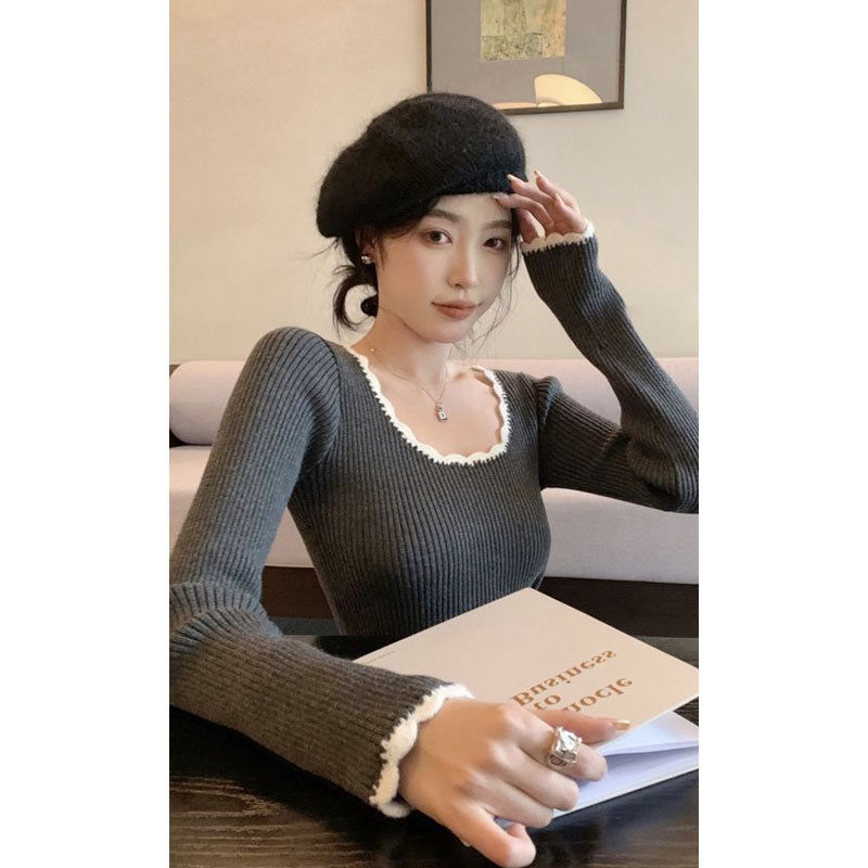 法式小香风木耳边方领打