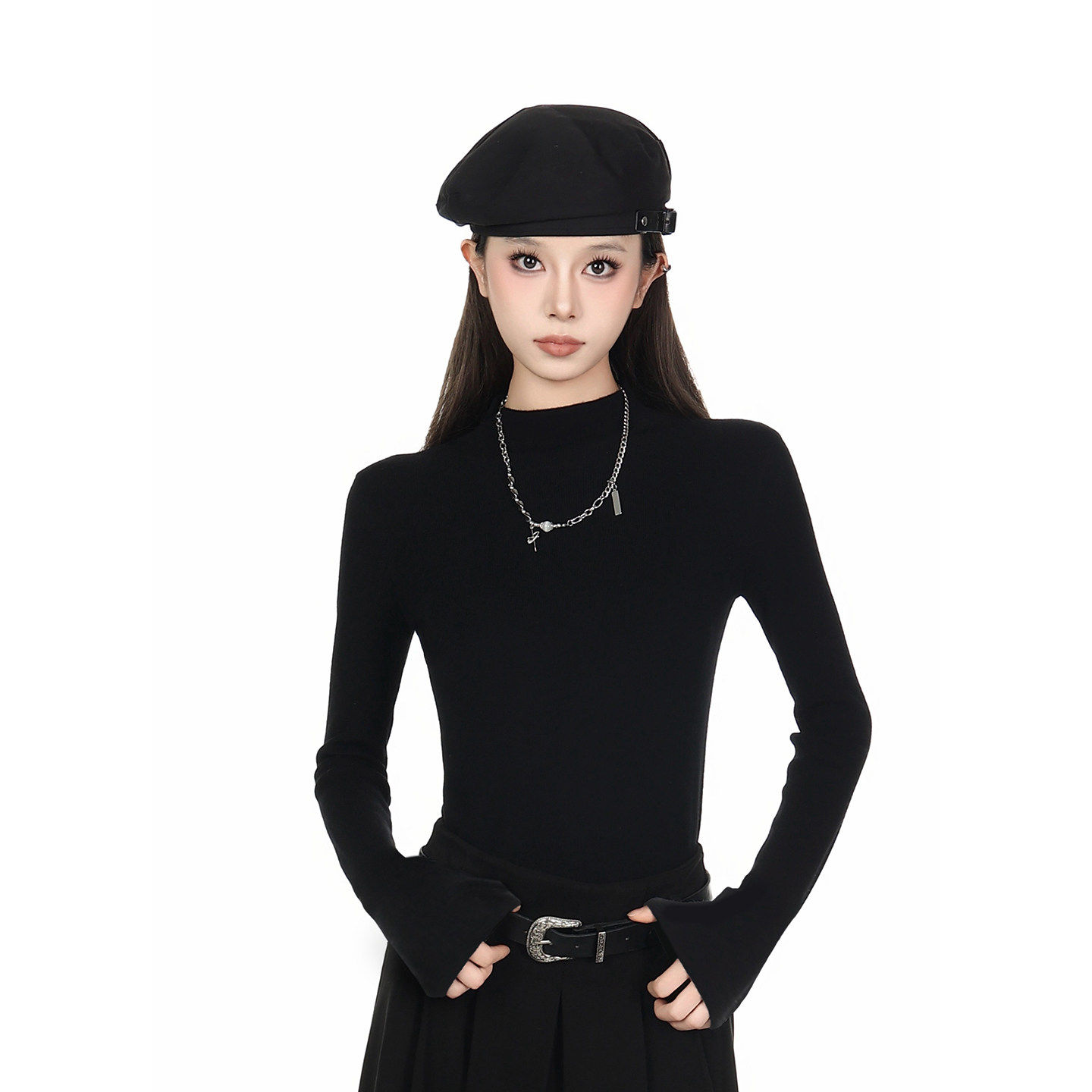 黑色半高领毛衣女2026春