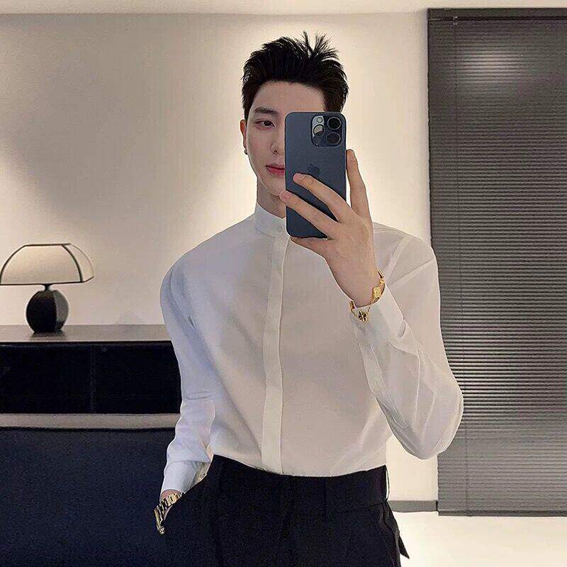 新中式男士长袖衬衫圆领
