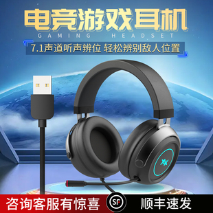 G10头戴式 耳机电竞游戏电脑有线耳麦手游吃鸡网吧专用带麦7.1声道