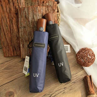 外贸复古木柄纯色商务自动伞黑胶超强防晒零透光UV10骨抗风晴雨伞