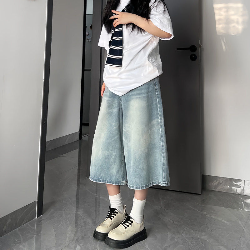 浅色牛仔裤女夏季薄款宽