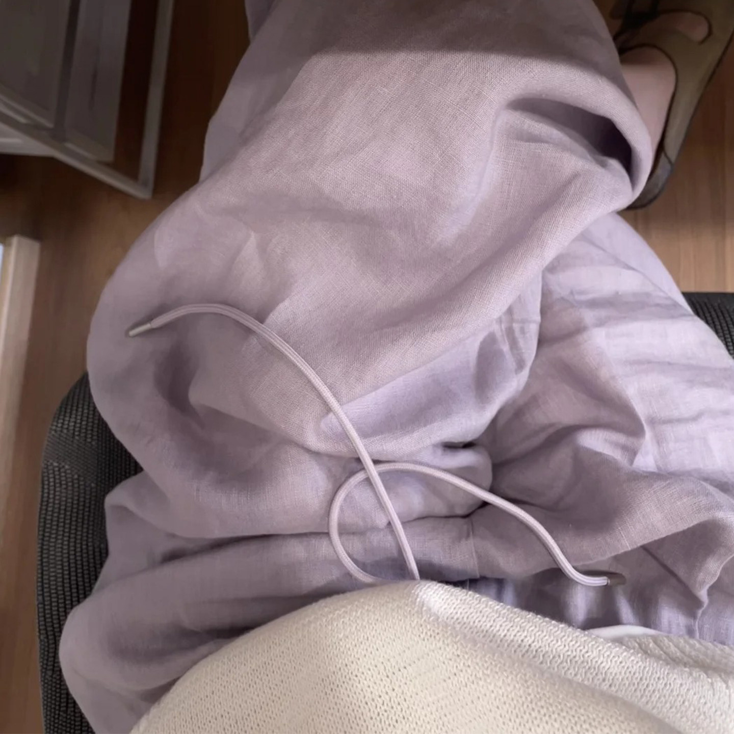 粉紫色亚麻裤子女夏薄款