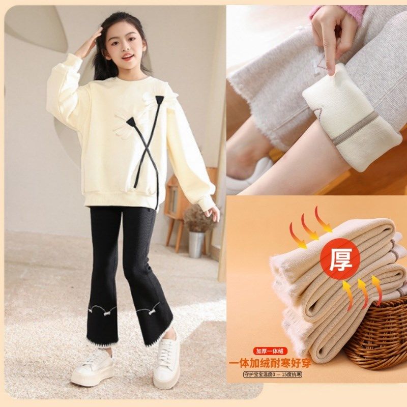 女童加绒纯棉微喇叭长裤白色秋冬款4岁宝宝一体绒加厚外穿打底裤6,童装/婴儿装/亲子装,裤子,淘宝优惠券,粉丝福利购,淘宝优惠卷