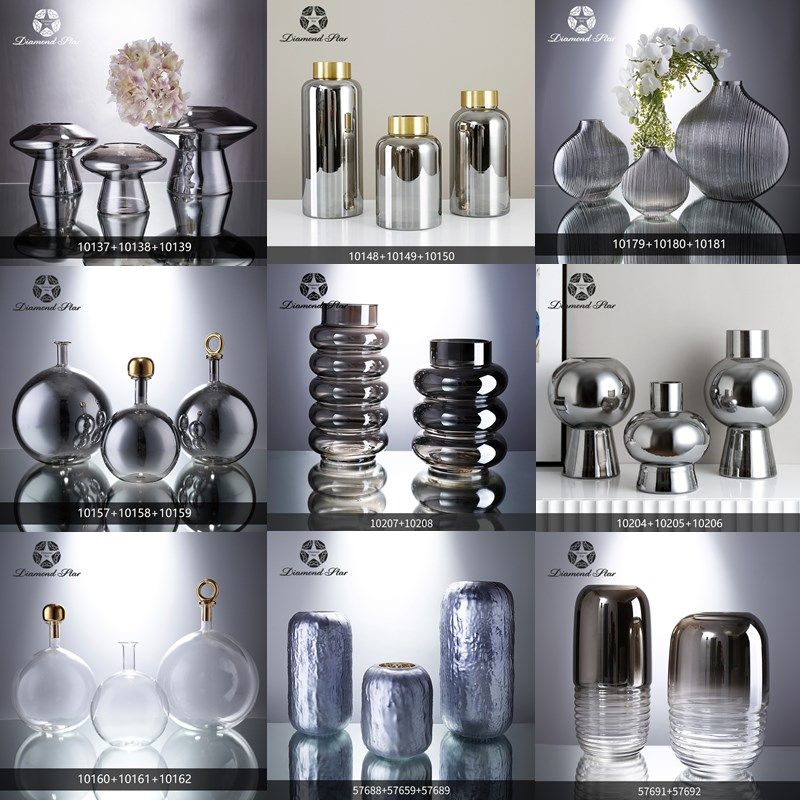 玻璃花瓶简约现代细口电镀花器家居软装饰品客厅样板房办公室摆件,家居饰品,花瓶,淘宝优惠券,粉丝福利购,淘宝优惠卷