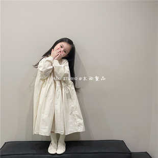 木西童品2023春韩国女童洋气森系连衣裙女宝宝可爱复古两面穿长裙