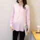 小立领长袖 纯棉T恤衫 宽松大上衣春装 孕妇装 打底衬衣 时尚 孕妇衬衫