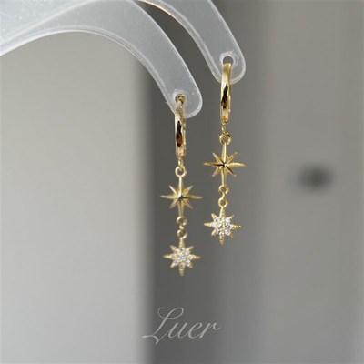 回馈!通体纯银版!镶钻星芒流苏耳扣轻奢洋气质感养耳耳环百搭银饰